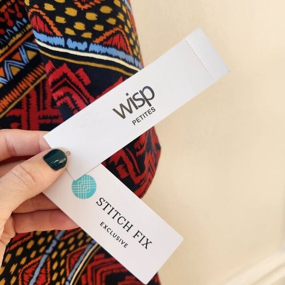 NWT Wisp Stitch Fix Gloria Ponte Knit Geometric Colorful Shift Dress Petite 10 - Picture 5 of 10